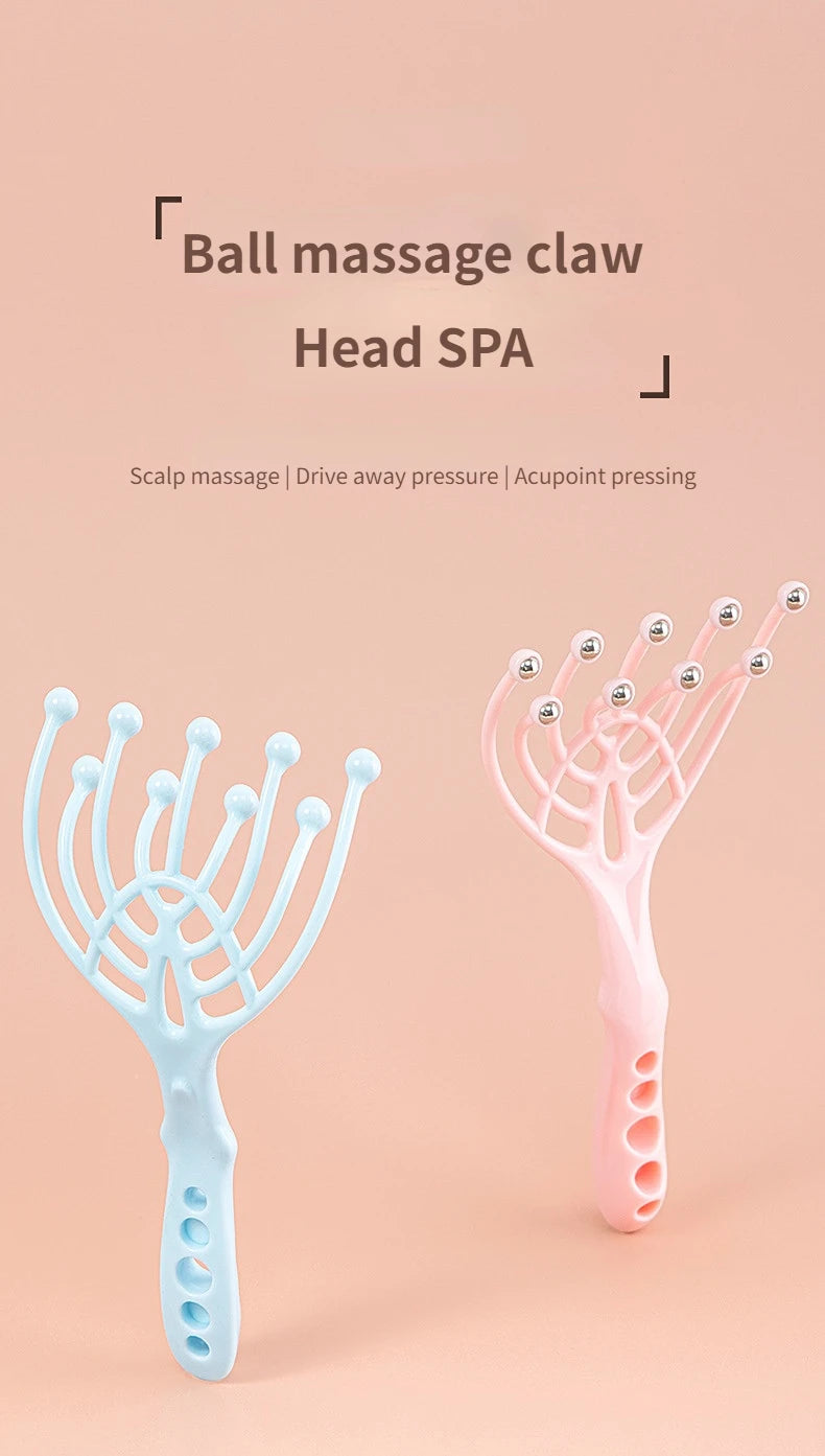 9 Claws Head Massager Scalp Massager Manual Steel Ball Massage Relaxation for Waist Back and Leg Stress Relief Aid Roller