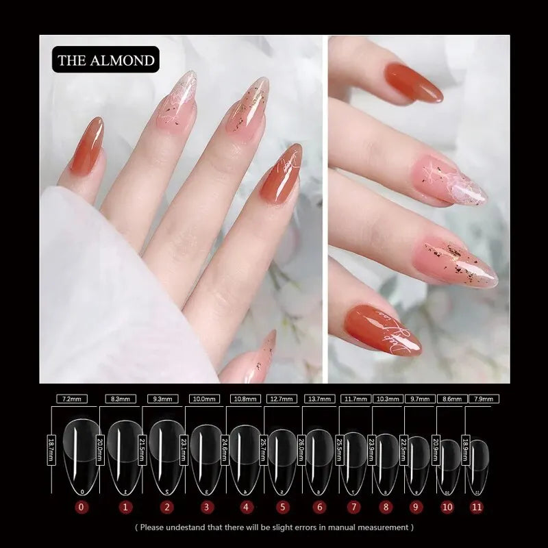 120Pcs False Nails Semi-Frosted Clear Coffin Fake Nail Tips Press on Nails Soak Off Full Cover Nail Capsule For Extension