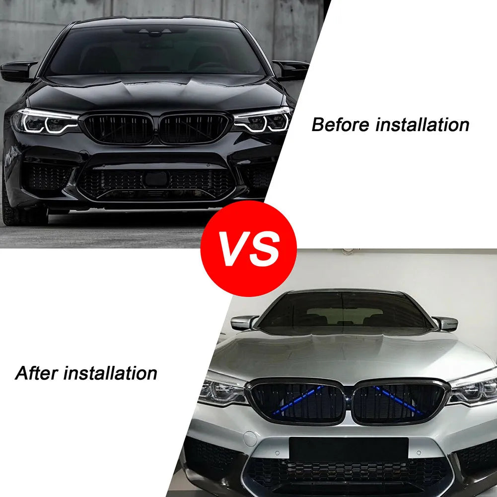 2Pcs Blue Bumper Grille Trim Strips Support Bar Racing Style For BMW F30 F31 F32 F33 F34 F35 F36 G20 G21 G28 G29 F20 F21 F22 F23