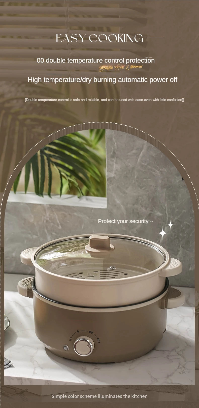 3L/4.6L Electric Food Cooking Pot Non-stick Multi Cooker Household Electric Hot Pot Frying Pot Home Rice Cooker 220V