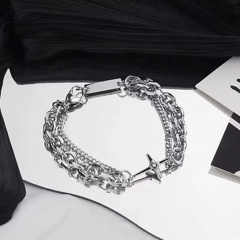 Gold Color Bracelet Set of Four Stainless Steel Sequins Rhinestone Bracelet Combination for Women Chain Bracelet Jewelry Gifts