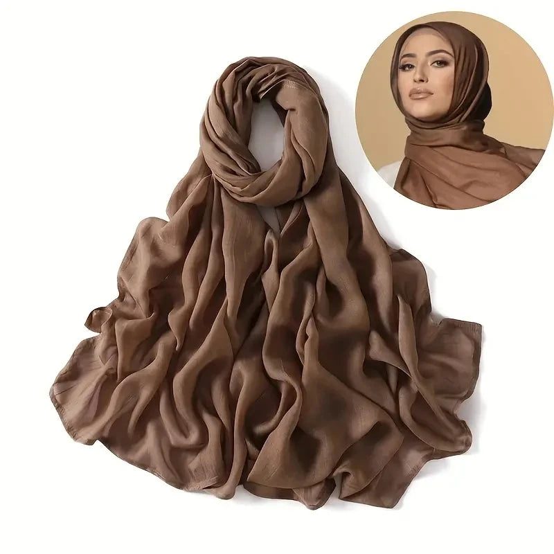 2Pcs/Set Hijab And Tube Undercap Combination Lady Viscose Muslim Women Scarf Solid Sunscreen Shawl And Base Cap Turbante