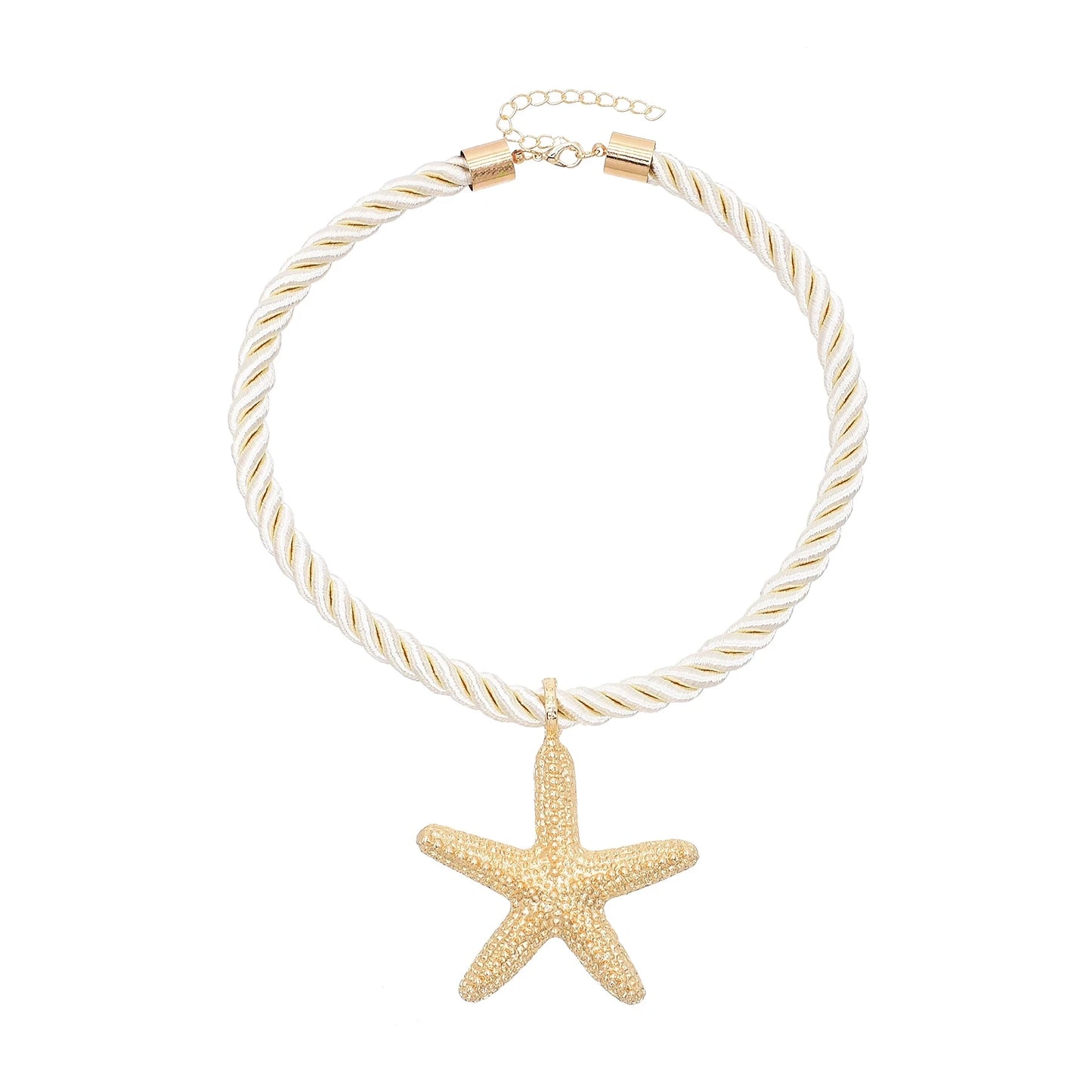 Golden Starfish Pendant Necklace Stud Earrings for Women Europ American Fashion Exaggerated Summer Marine Animal Jewelry Sets