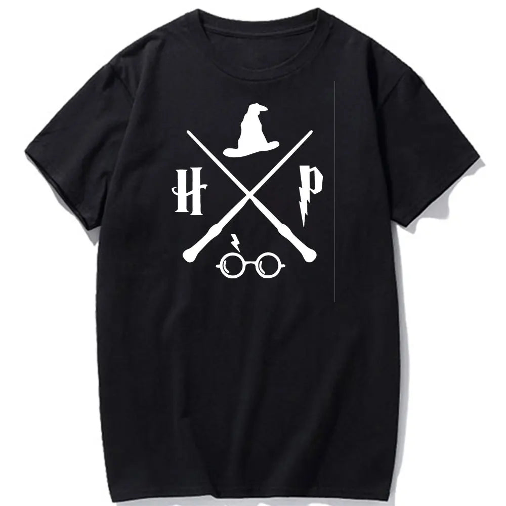 Wizard Hat Shirt Wizard Wand T Shirt HP Shirt Gift Short Sleeve Unisex Graphic Tees Mystical School Cotton Summer Fashion Tops