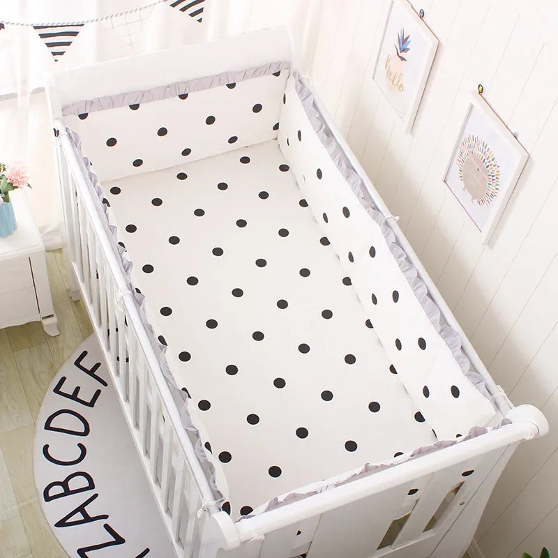 5pcs Crib Bumper Bedding Set Cotton Cute Print Sheet Cradle Side Protector Toddler Baby Room Accessories Bed Protection