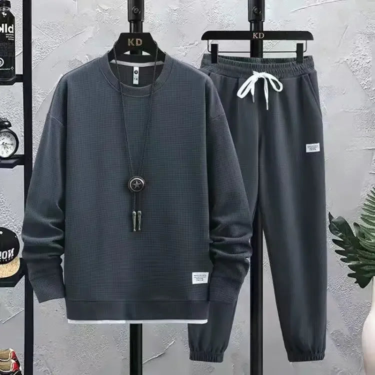 2024 Autumn Sports Suit Men's High-quality Round Neck Long Sleeve+trousers Set Fashion Tracksuit Men