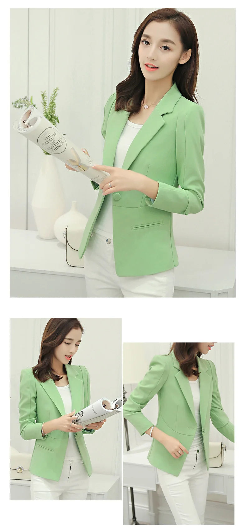 Women Blazer Korea Casual Slim Blazers Jackets Work Coat Outerwear Fashion Spring Career Female Jacket Office Lady NS5262