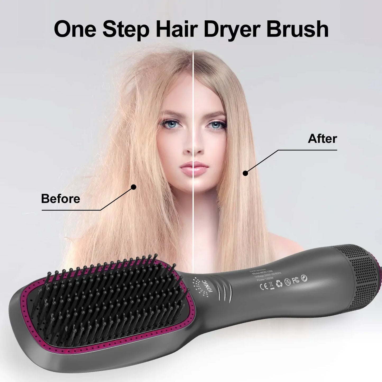 3 In 1 Hairdryer Brush Overheating Protection Negative Ion Hair Straightener Fast Heating Lightweight Hair Straightening Tool