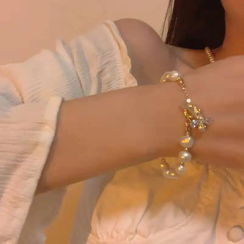 Gold Color Bracelet Set of Four Stainless Steel Sequins Rhinestone Bracelet Combination for Women Chain Bracelet Jewelry Gifts