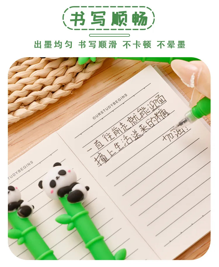 6 pcs/lot Panda Bamboo Soft Silicone Gel Pens For Writing Cute Signature Pen School Office Stationery Art Deco Gel Pens