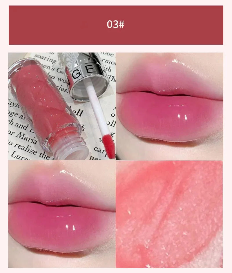 Heallor HERORANGE Nude Mirror Lip Gloss Clear Moisturizing Hydrating Water Light Glass Jelly Plump Lip Glaze Oil Lipstick Tint C
