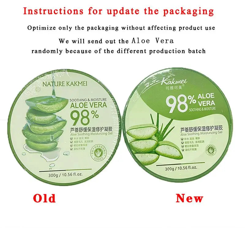 300g 98% Aloe Soothing Face/Hand/Body Gel Aloe Vera Gel Skin Care Remove Acne Moisturizing Day Cream After Sun Lotions Aloe Gel