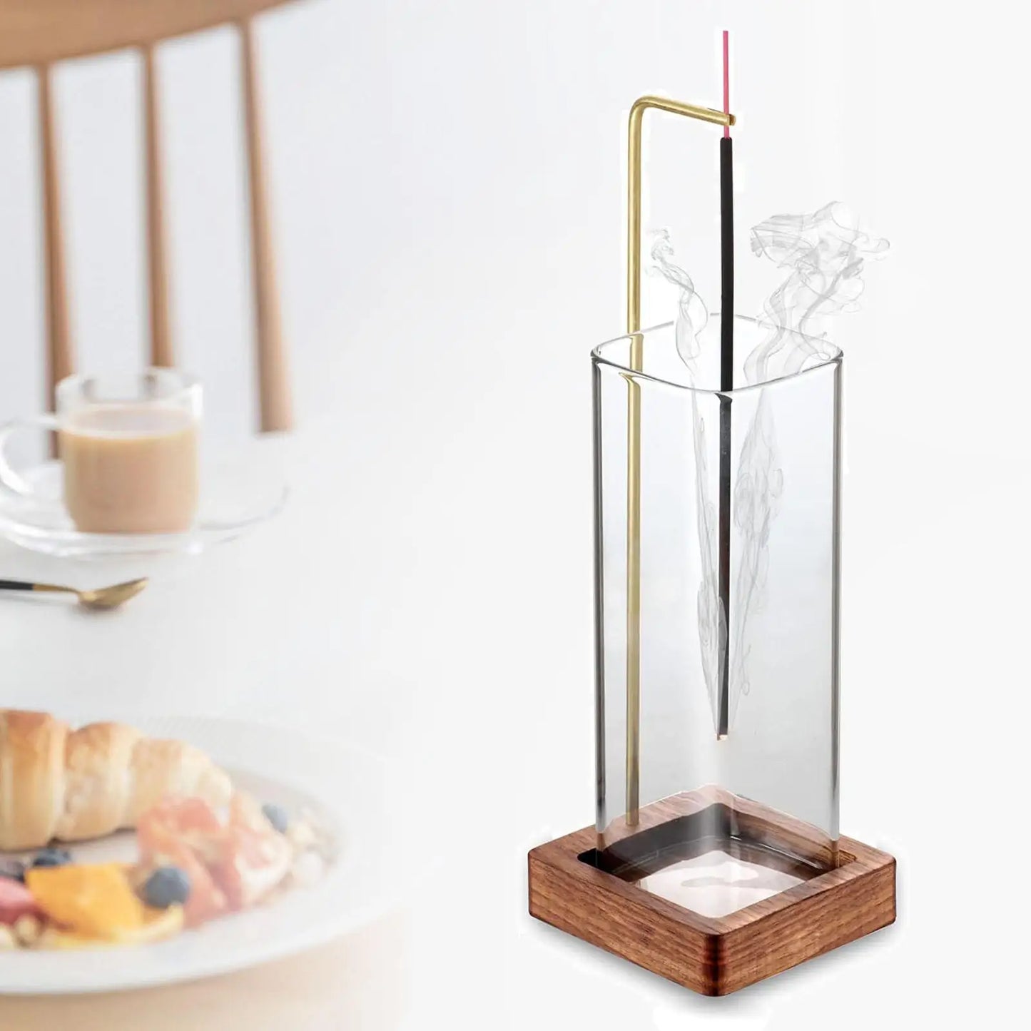 Wooden Incense Holders for Sticks with Removable Glass Ash Catcher Incense Burner for Bedroom Home Yoga Relaxation Tabletop