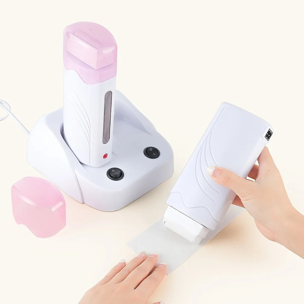 3 IN 1 Double Roller Depilatory Wax Waxing Kit Hair Removal Waxing Kit Wax Heater with Wax Cartridge Facial Body Bikini Epilator