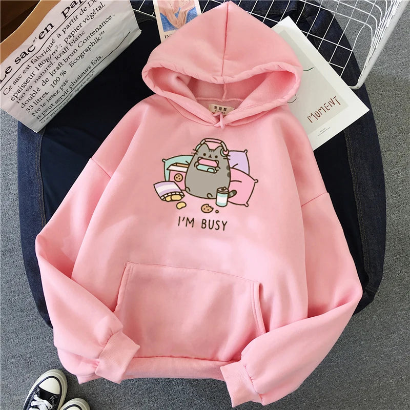 Funny The Cat Hoodie Women's Fashion Kawaii Pattern Hoodie Unisex Men's Hoodie Simple Casual Long Sleeve Coat Men's New Tops