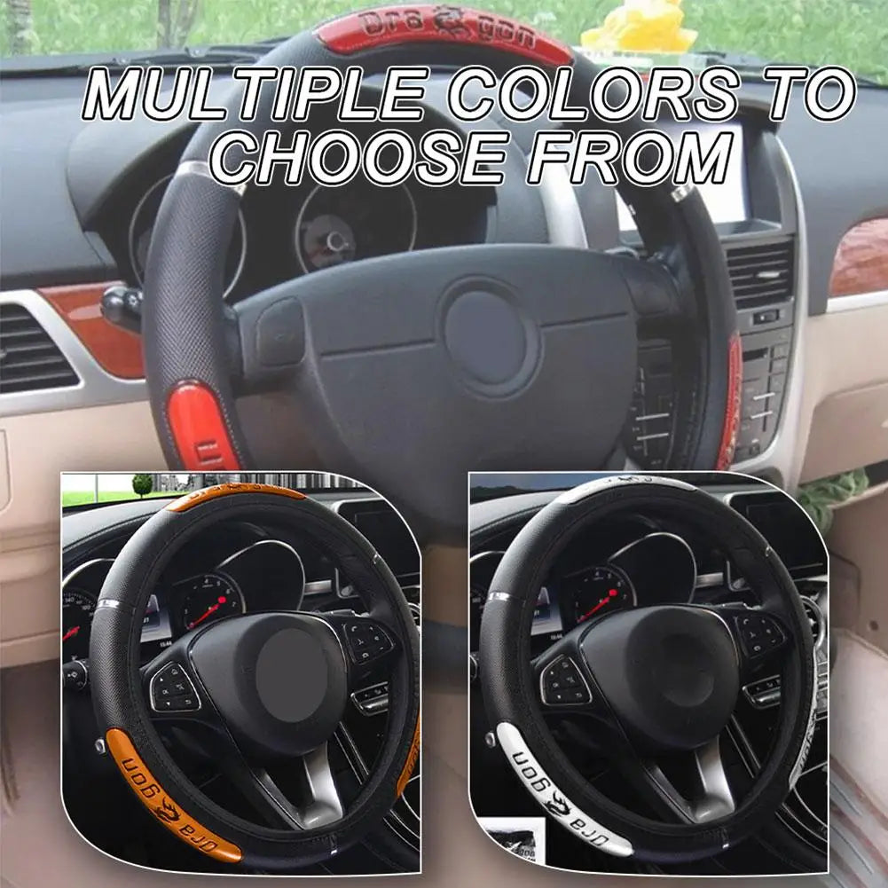 1PC New Universal Car Steering Wheel Cover Reflective Dragon Cool Wheel Auto Leather Protector Color 5 38cm Steering Design