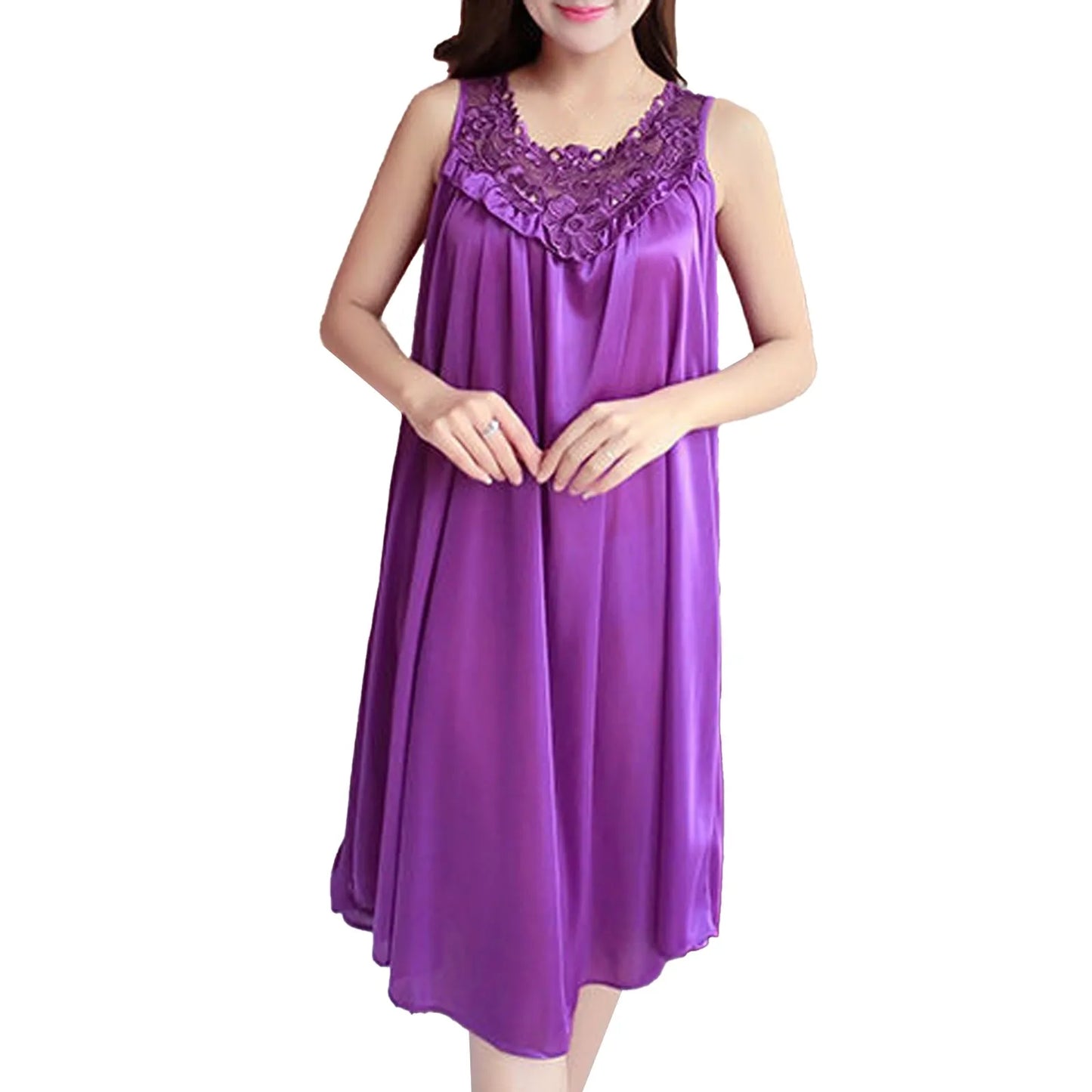 Women Nightgowns Satin Lace Sleepwear Nightwear Sexy Pyjama Women Home Clothing Sleepwear Female Free Size Lingerie Gown Robe