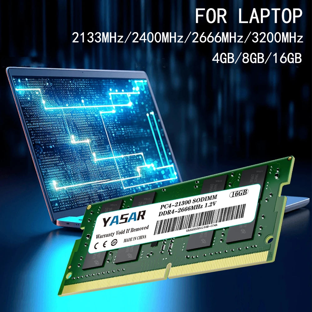 YASAR 50PCS DDR4 8GB 16GB 2133MHZ 2400MHZ 2666Mhz 3200MHZ Sodimm Memoria Ram PC4 19200 21300 25600 1.2V Notebook Laptop Memory