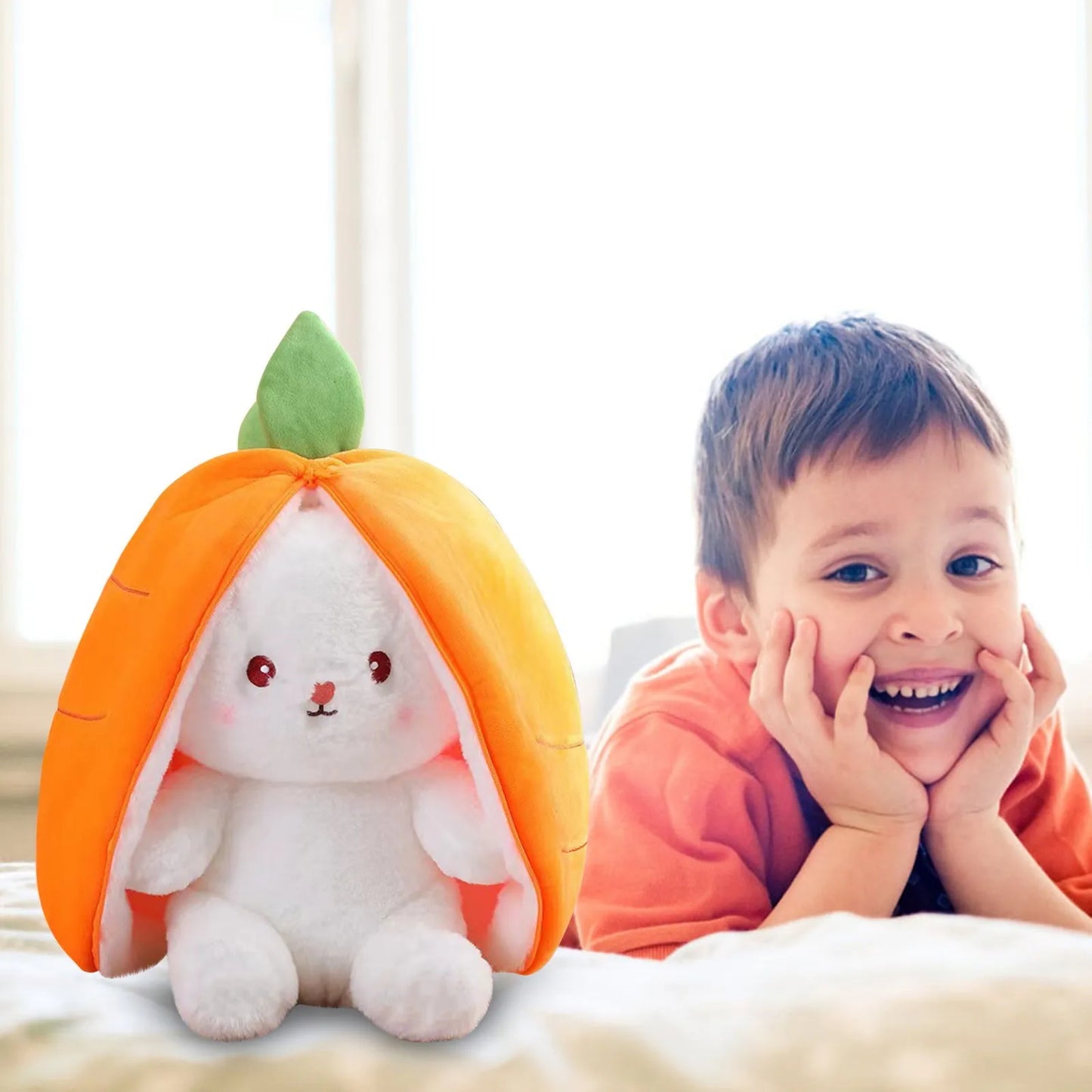 18-35cm Cute Transform Strawberry Rabbit Doll Plush Toy Carrot Rabbit Small Fruit Doll Bunny Birthday Gift for Girls Kids Boys