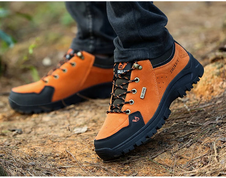 High Quality Outdoor Walking Sneakers Rubber Sole Suede Leather Men Hiking Shoes Durable Leather Climbing Shoes Zapatillas 36-47