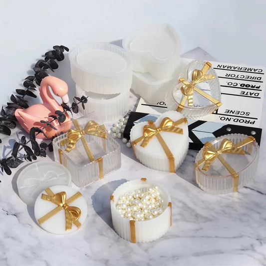 Love Storage Box Resin Crystal  Silicone Mold DIY Bow Square Circular Oval Stripe Gift Gar Epoxy Mold Home Decoration Storage