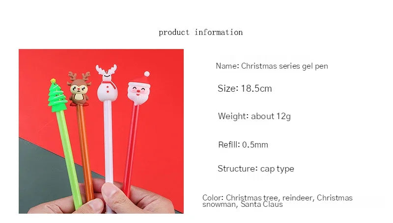 30Pcs/Lot Kawaii Christmas Gel Pen 0.5mm Black Ink Cute Christmas Tree Elk Santa Snowmen Neutral Pen School Stationary Kids Gift