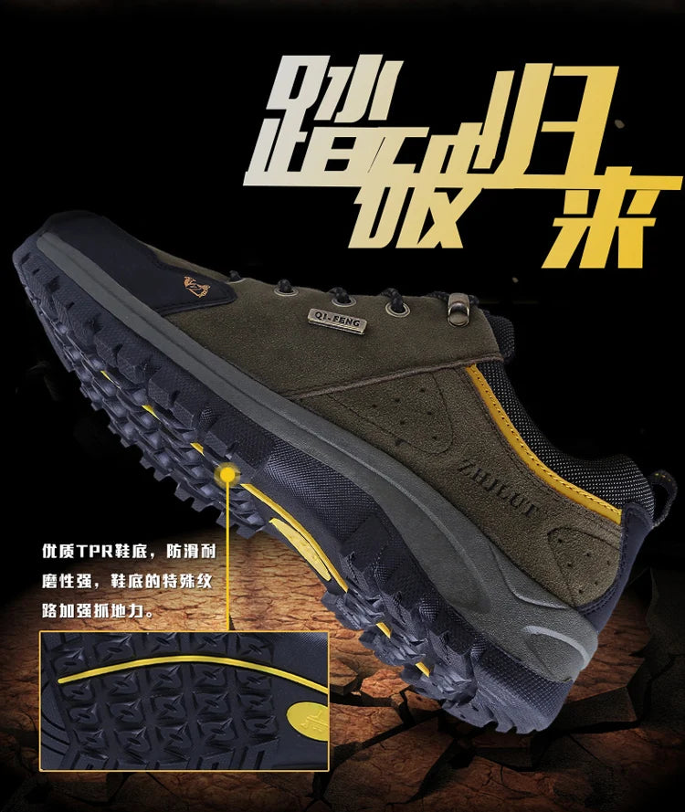High Quality Outdoor Walking Sneakers Rubber Sole Suede Leather Men Hiking Shoes Durable Leather Climbing Shoes Zapatillas 36-47