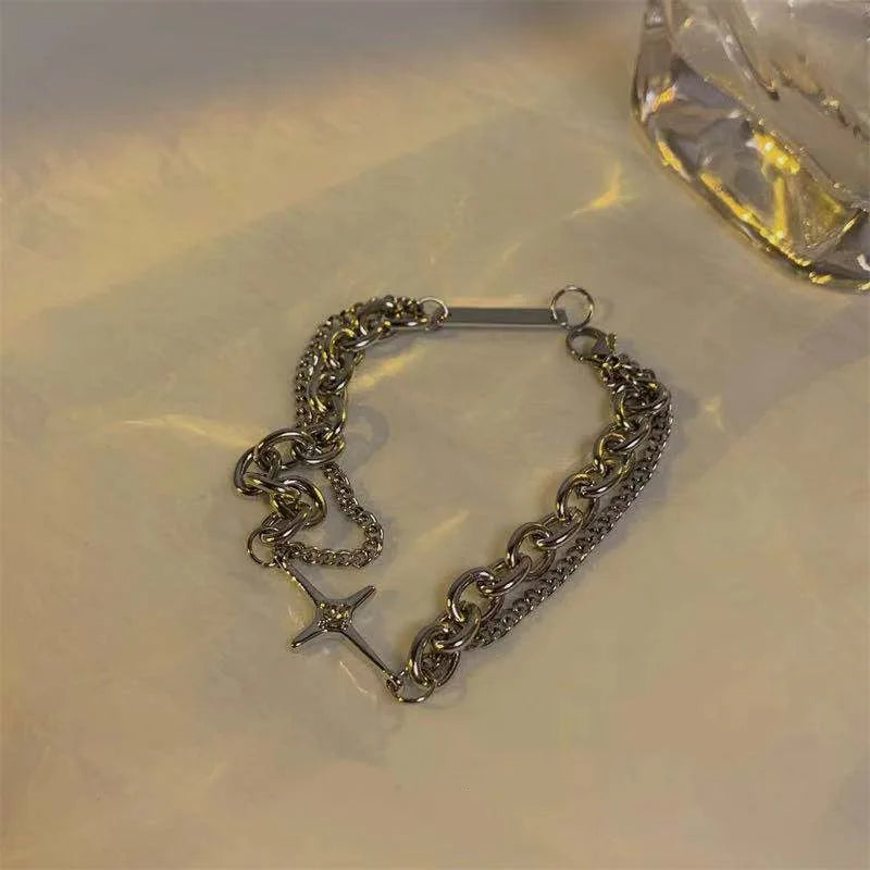 Gold Color Bracelet Set of Four Stainless Steel Sequins Rhinestone Bracelet Combination for Women Chain Bracelet Jewelry Gifts