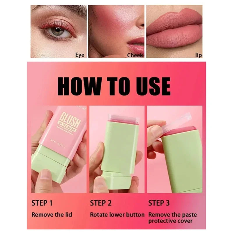 3-in-1 Cheek Lip Tinted Moistured Blush Stick Silky Brighten Blush Cream Blusher Cosmetics Tubes Matte Contour Makeup