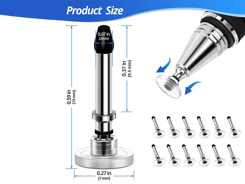 DHFW [12 Pack] Stylus Tips Replacement Tips only Passive Stylus Pen disc Universal nibs Compatible with Capacitive Touch Screen