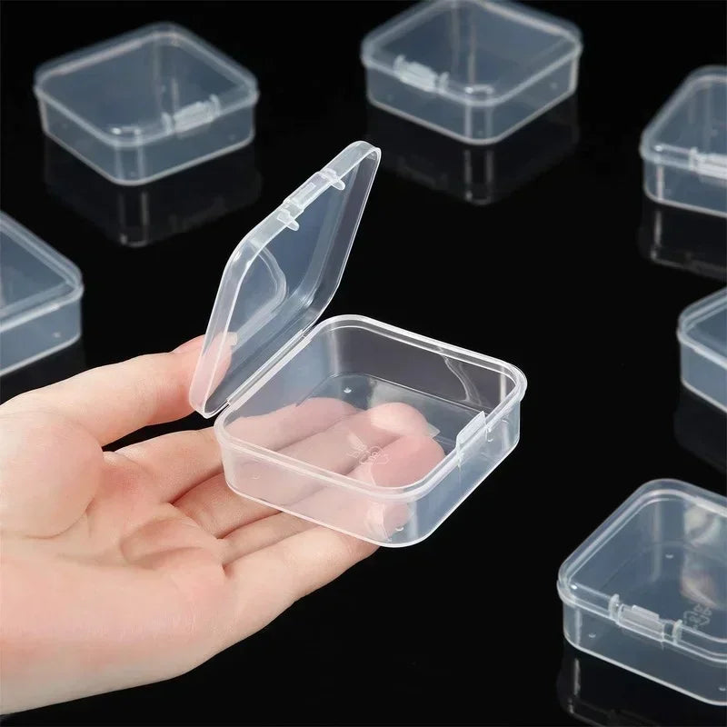 6/60PCS Mini Plastic Box Transparent Square Storage Container Case Portable Packaging Display Box Packaging for Jewelry Beads