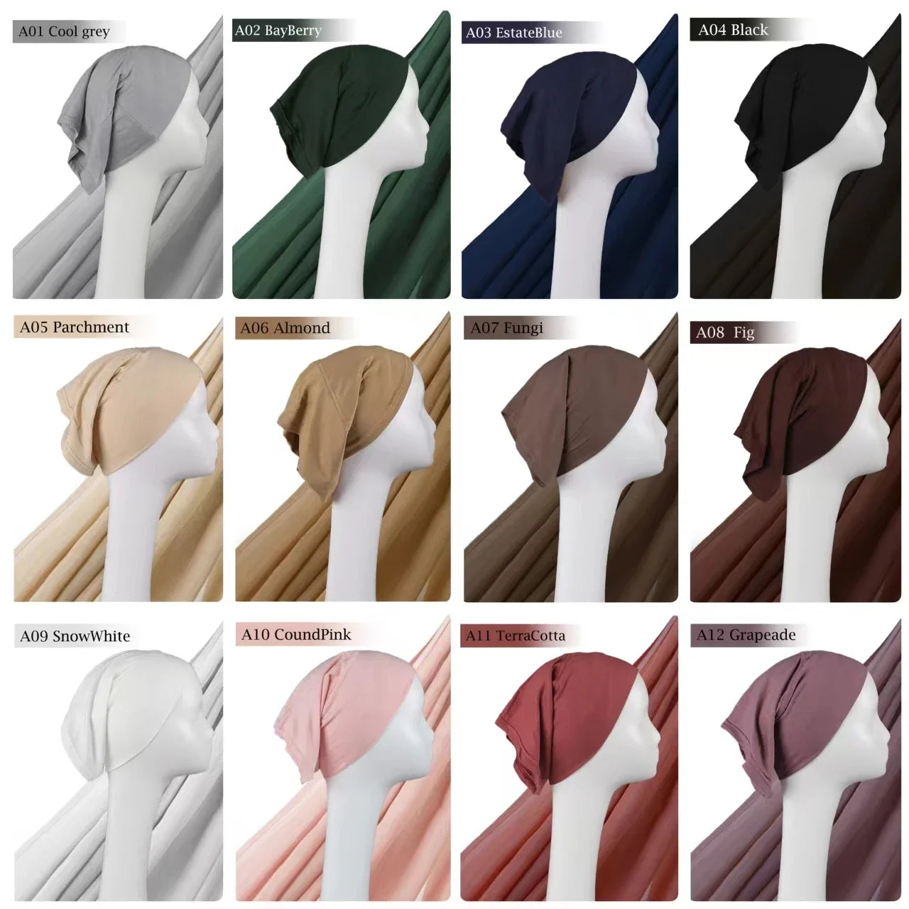 Viscose Hijab Set Matching Color Cap Plain Cotton Modal Muslim Women Scarf Soft Shawl Rayon Double Stitches Edge Scarf Hijab