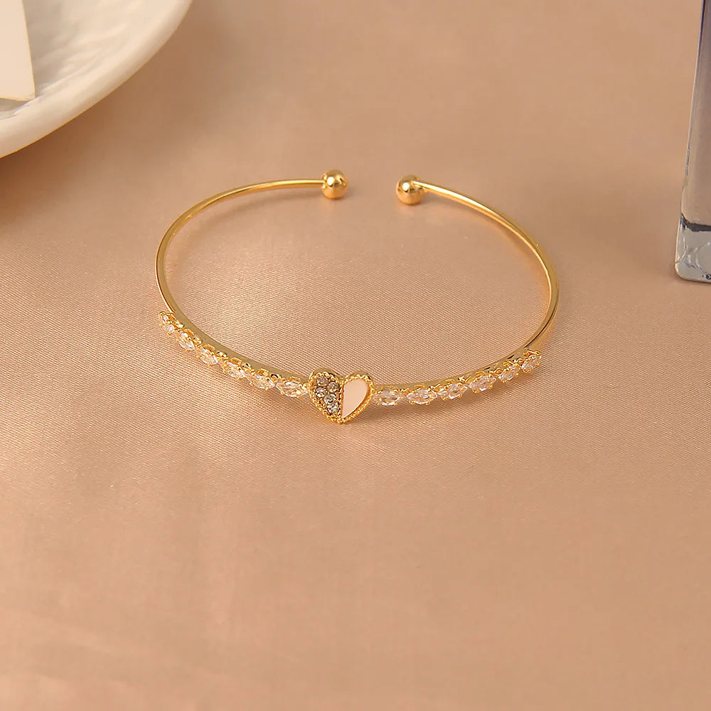 Gold Color Bracelet Set of Four Stainless Steel Sequins Rhinestone Bracelet Combination for Women Chain Bracelet Jewelry Gifts