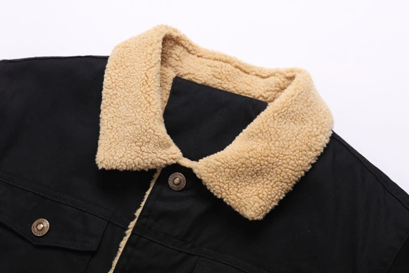 Winter Men's Bomber Jacket High-quality Male Plush Thicken Wool Jacket Men's Lapel Embroidery Thick Warm Cargo Jackets Coats 5XL