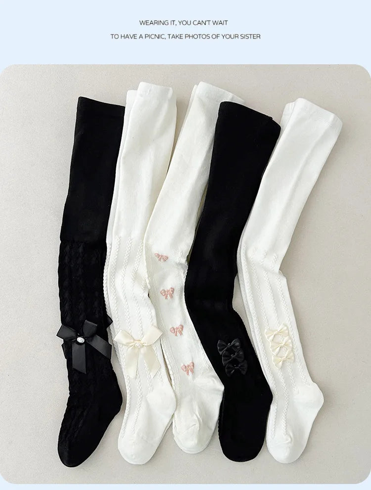 Warm Cotton Girls Tights Spring Autumn Cute Bowtie Baby Pantyhose Girls Leggings Kids Children Tights Stockings 0-10Years