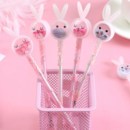 Cartoon Creative Bunny Ears Sequin Gel Pen Signature Pen Lovely Student Examination Writing Pen