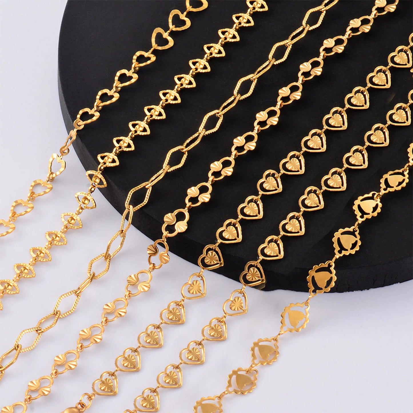 304 Stainless Steel Handmade Geometric Link Chain Bracelets For Women Jewelry 18k Gold Color Daily Accessory 18cm Long, 1 Piece