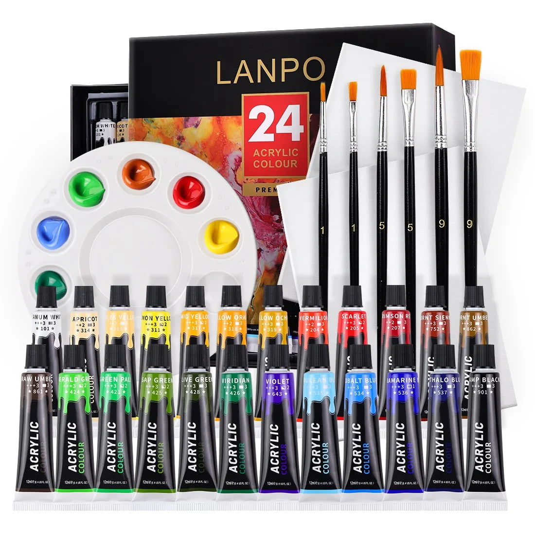 12/24 Colors Professional Acrylic Paints Set 12ml Painting Pigment Artist Drawing Fabric Glass Waterproof Paint Tube