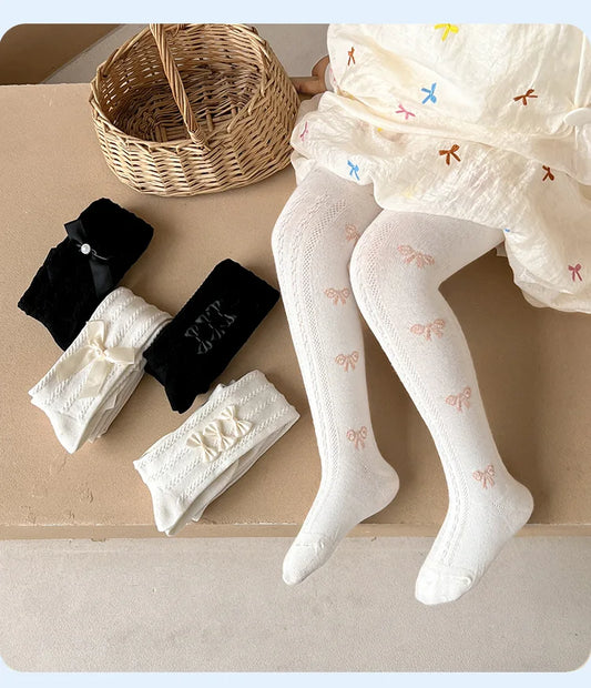 Warm Cotton Girls Tights Spring Autumn Cute Bowtie Baby Pantyhose Girls Leggings Kids Children Tights Stockings 0-10Years