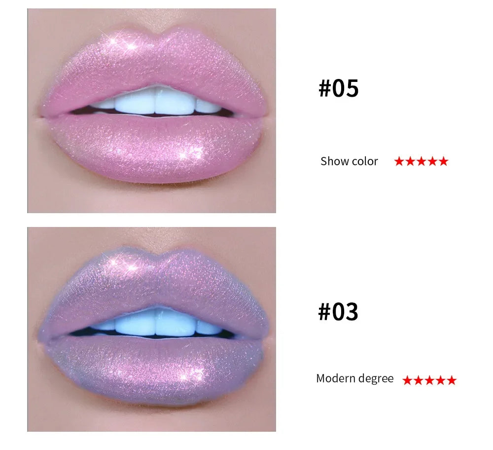 6 Colors Laser Holographic Lip Gloss Liquid Lipstick Mermaid Pigment Longlasting Glitter Lipgloss Waterproof Metallic Lip Makeup