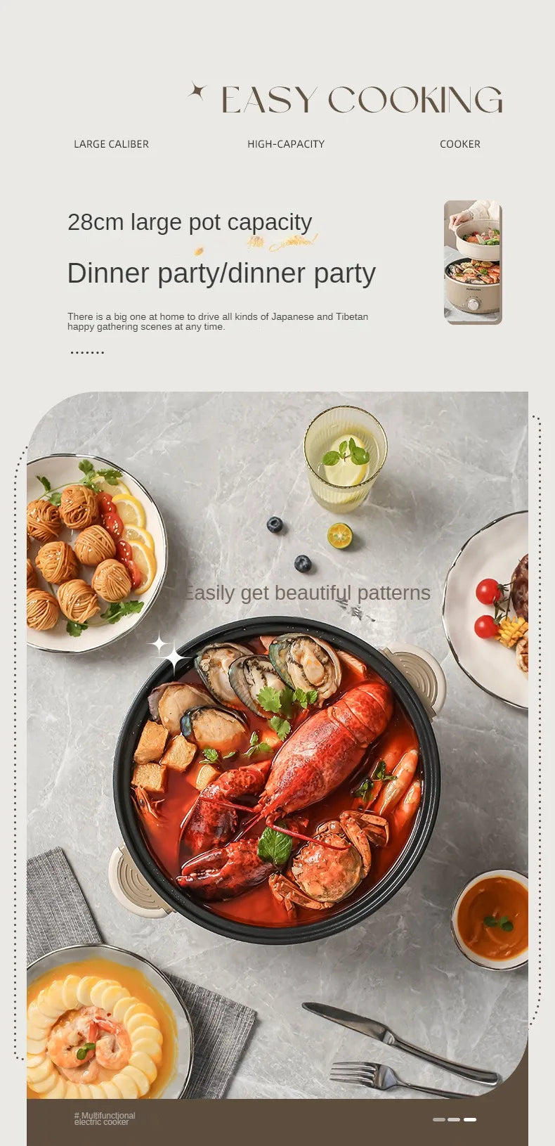 3L/4.6L Electric Food Cooking Pot Non-stick Multi Cooker Household Electric Hot Pot Frying Pot Home Rice Cooker 220V