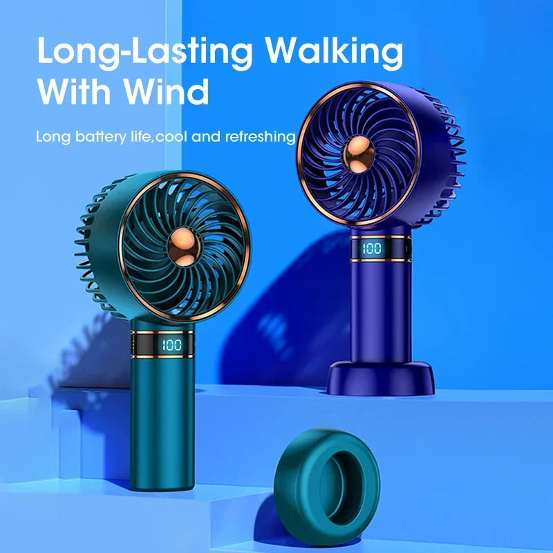 Handheld Pocket Fan Charging 5000mAh Outdoor Mini Portable Summer Air Cooler Cold Air Desktop Home Office Silent USB Fan