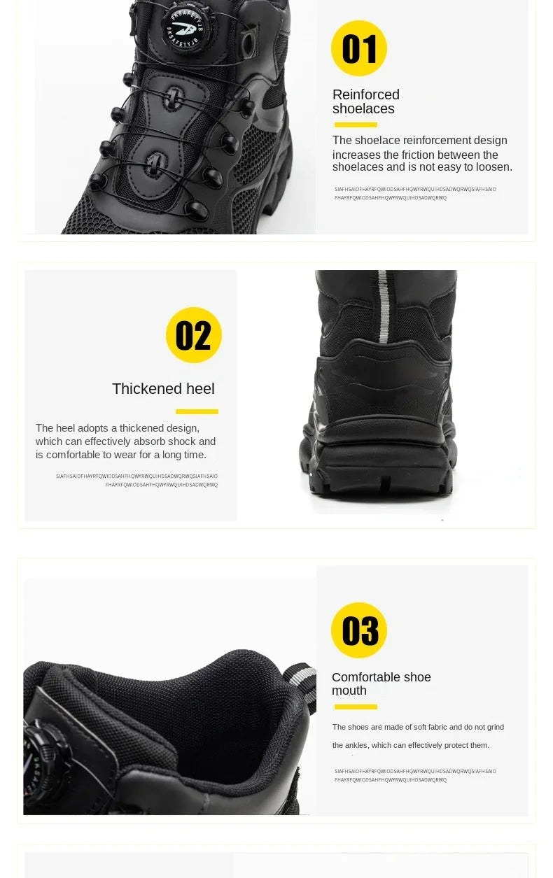 Rotary Buckle New Safety Boots Men Work Shoes Are Indestructible Steel Toe Protection Anti Impact Anti Puncture Safety Shoes Men