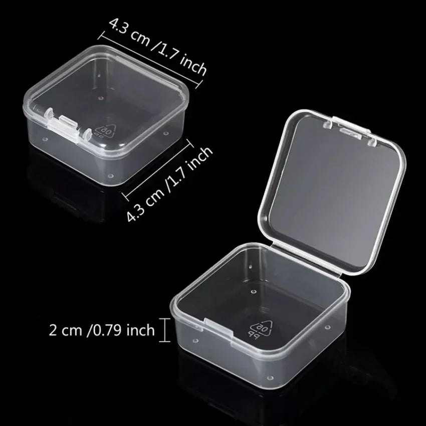 6/60PCS Mini Plastic Box Transparent Square Storage Container Case Portable Packaging Display Box Packaging for Jewelry Beads
