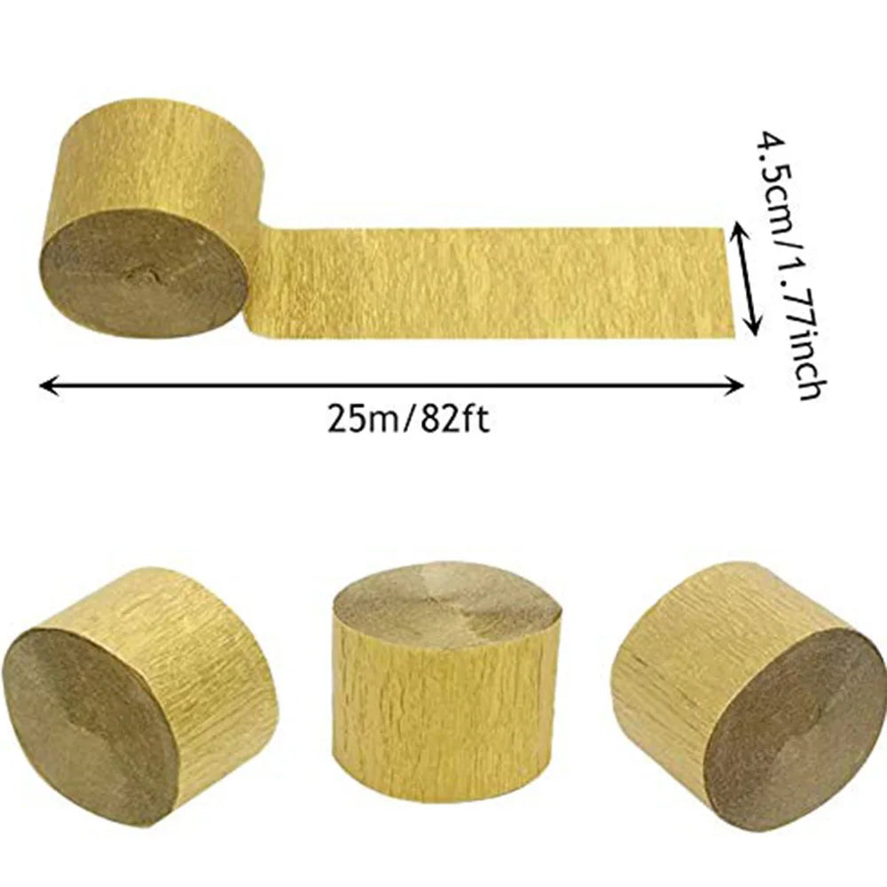 3 Rolls Gold Crepe Paper Streamers for Birthday Party Wedding Festival  Decorations New Year Winter Christmas Gold Party Decor