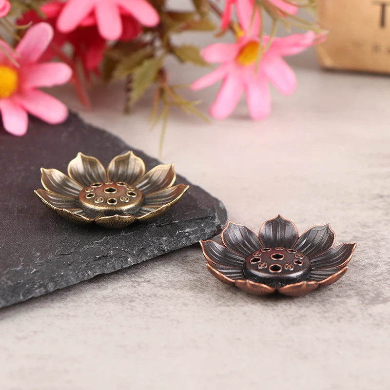 1PC Alloy Incense Burner Stick Holder Plate Buddhism Lotus Censer Bronze Nasturtium Incense Burner