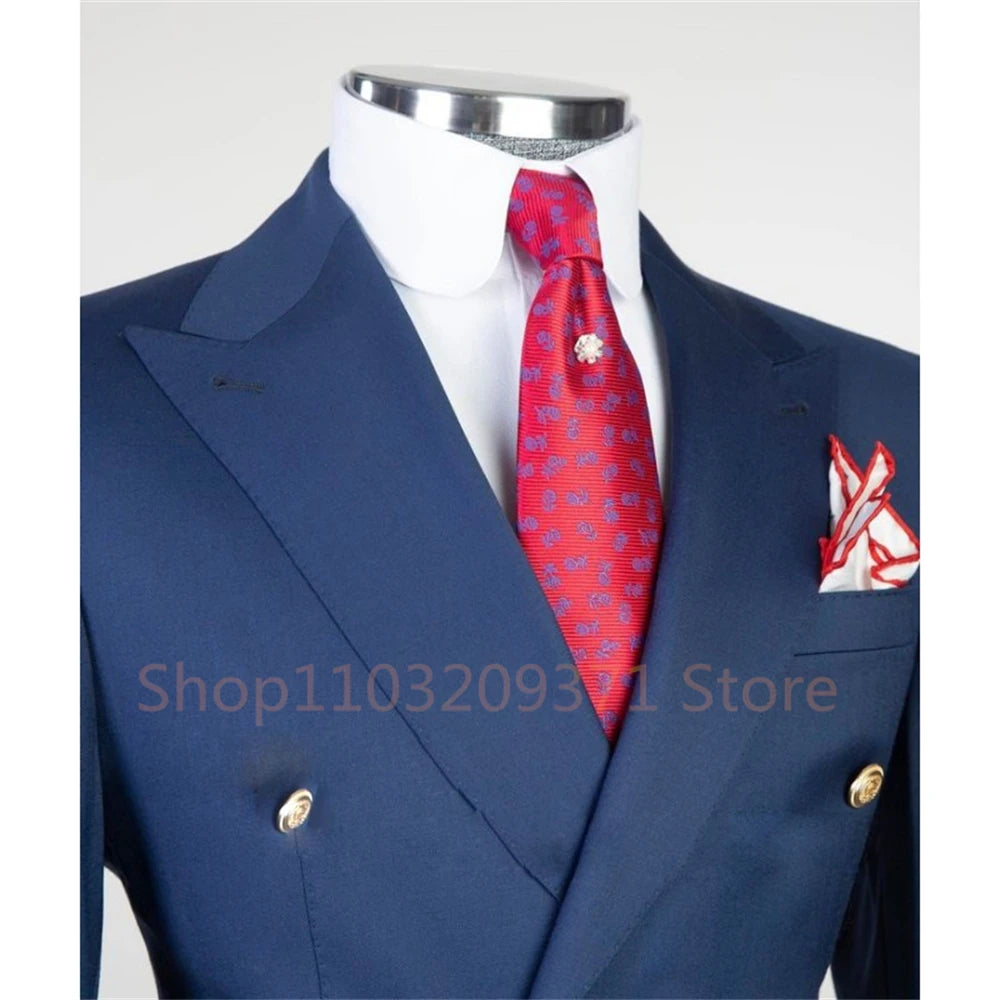 2024 Fashion New Men's Casual Boutique Slim Double Breasted Solid Color Business Wedding Suit Blazers Dress Jacket Coat