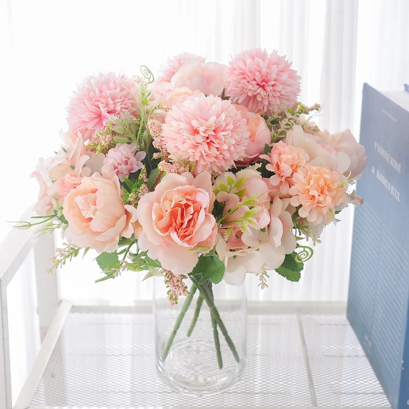 30cm Artificial Flower Peony Silk Hydrangea For Vase Fake Floral Bride Bouquet Wedding Home Living Room DIY Christmas Decoration