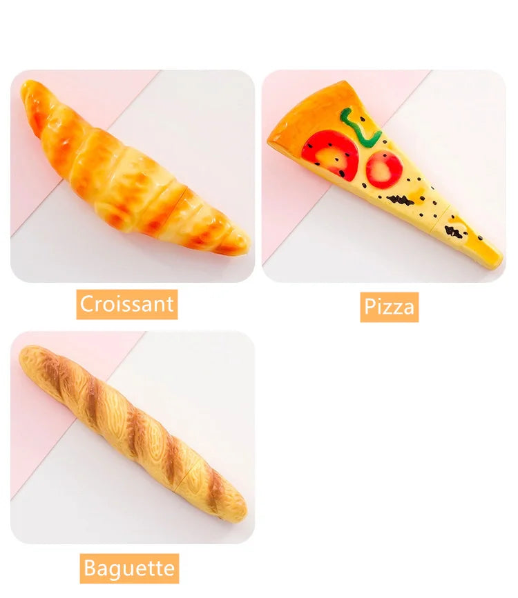 1pcs Novelty Magnetic 0.5mm Black Color Ink Gel Pen Bread Pizza Croissant Baguette Ballpoint Pen for Writing Office School