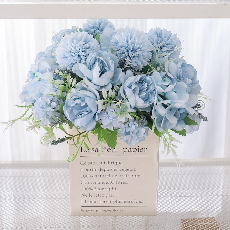 30cm Artificial Flower Peony Silk Hydrangea For Vase Fake Floral Bride Bouquet Wedding Home Living Room DIY Christmas Decoration